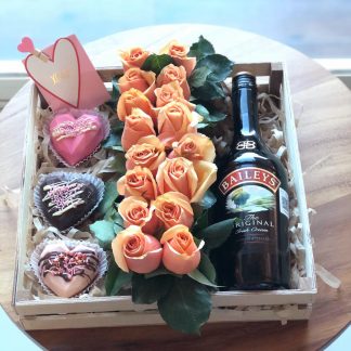 KIT BOTELLA, FLORES Y CHOCOLATES